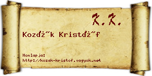 Kozák Kristóf névjegykártya